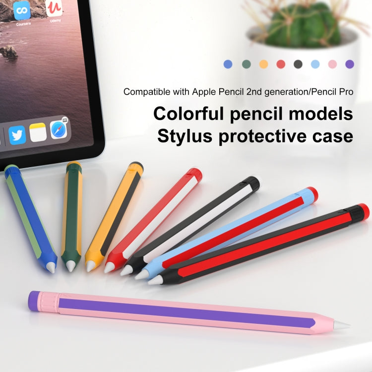 For Apple Pencil 2 / Pencil Pro Colorful Pencil Style Stylus Silicone Protective Case(Pink Purple) - Pencil Accessories by PMC Jewellery | Online Shopping South Africa | PMC Jewellery | Buy Now Pay Later Mobicred
