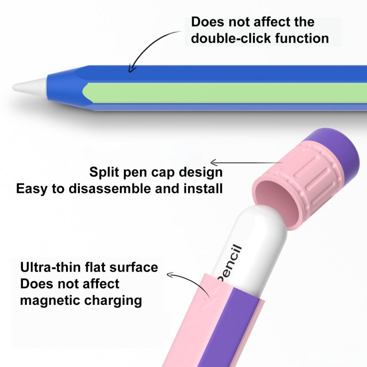For Apple Pencil 2 / Pencil Pro Colorful Pencil Style Stylus Silicone Protective Case(Pink Purple) - Pencil Accessories by PMC Jewellery | Online Shopping South Africa | PMC Jewellery | Buy Now Pay Later Mobicred