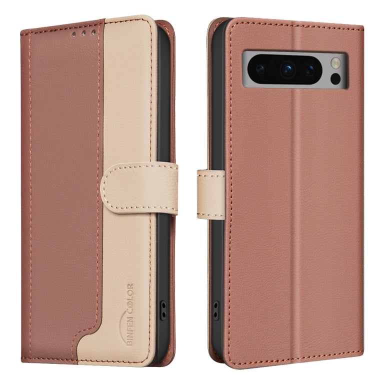 For Google Pixel 9 Pro Color Matching RFID Anti-theft Leather Phone Case(Brown) - Google Cases by PMC TechLife | Online Shopping South Africa | PMC TechLife | Buy Now Pay Later Mobicred