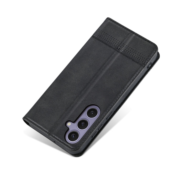 For Samsung Galaxy S25 5G AZNS Magnetic Calf Texture Flip Leather Phone Case(Black) - free shipping - PMC Jewellery - Order now!