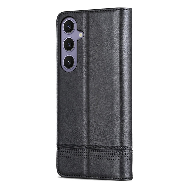 For Samsung Galaxy S25+ 5G AZNS Magnetic Calf Texture Flip Leather Phone Case(Black) - free shipping - PMC Jewellery - Order now!
