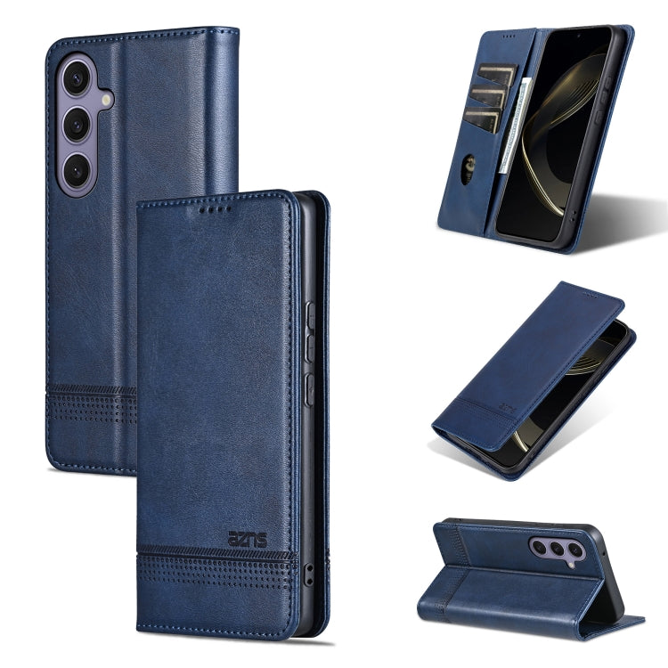 For Samsung Galaxy S25+ 5G AZNS Magnetic Calf Texture Flip Leather Phone Case(Dark Blue) - free shipping - PMC Jewellery - Order now!