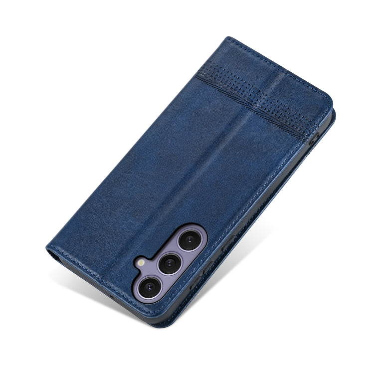 For Samsung Galaxy S25+ 5G AZNS Magnetic Calf Texture Flip Leather Phone Case(Dark Blue) - free shipping - PMC Jewellery - Order now!