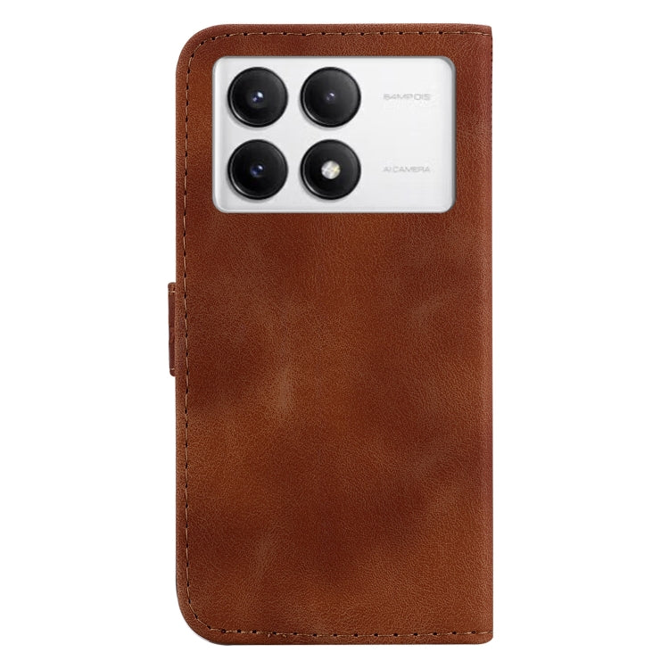 For Redmi K70 / K70 Pro Seven-shaped Embossed Leather Phone Case(Brown) - Xiaomi Cases by PMC Jewellery | Online Shopping South Africa | PMC Jewellery | Buy Now Pay Later Mobicred