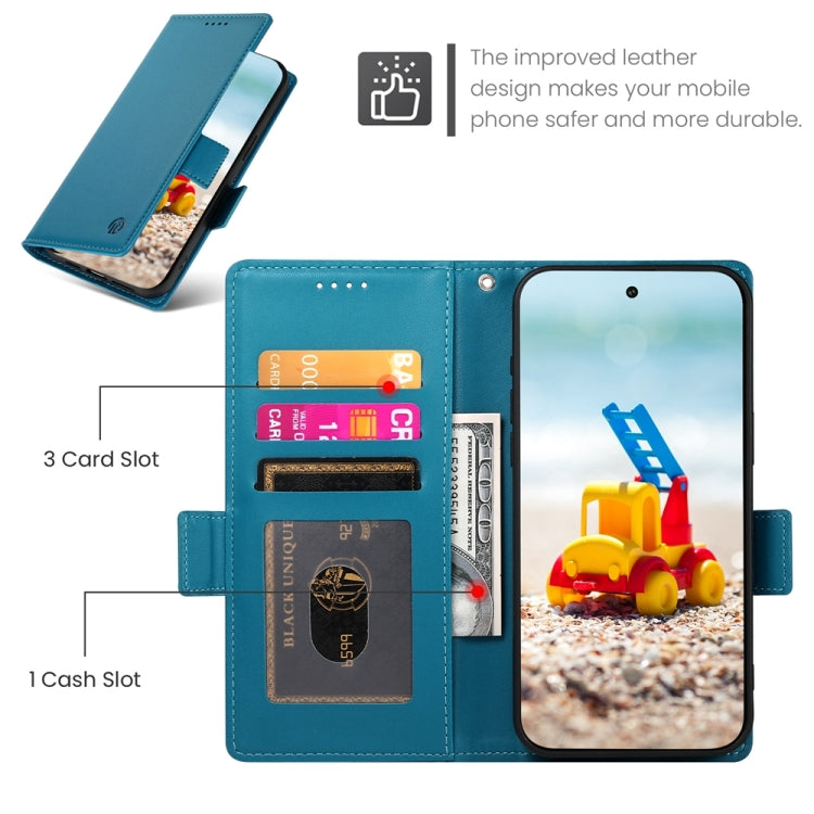 For Google Pixel 9 Pro Side Buckle Magnetic Frosted Leather Phone Case(Blue) - Google Cases by PMC TechLife | Online Shopping South Africa | PMC TechLife | Buy Now Pay Later Mobicred