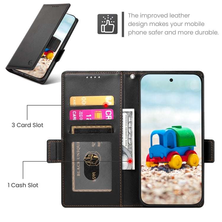 For Google Pixel 9 Side Buckle Magnetic Frosted Leather Phone Case(Black) - Google Cases by PMC TechLife | Online Shopping South Africa | PMC TechLife | Buy Now Pay Later Mobicred