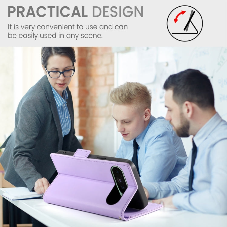 For Google Pixel 9 Side Buckle Magnetic Frosted Leather Phone Case(Purple) - Google Cases by PMC TechLife | Online Shopping South Africa | PMC TechLife | Buy Now Pay Later Mobicred