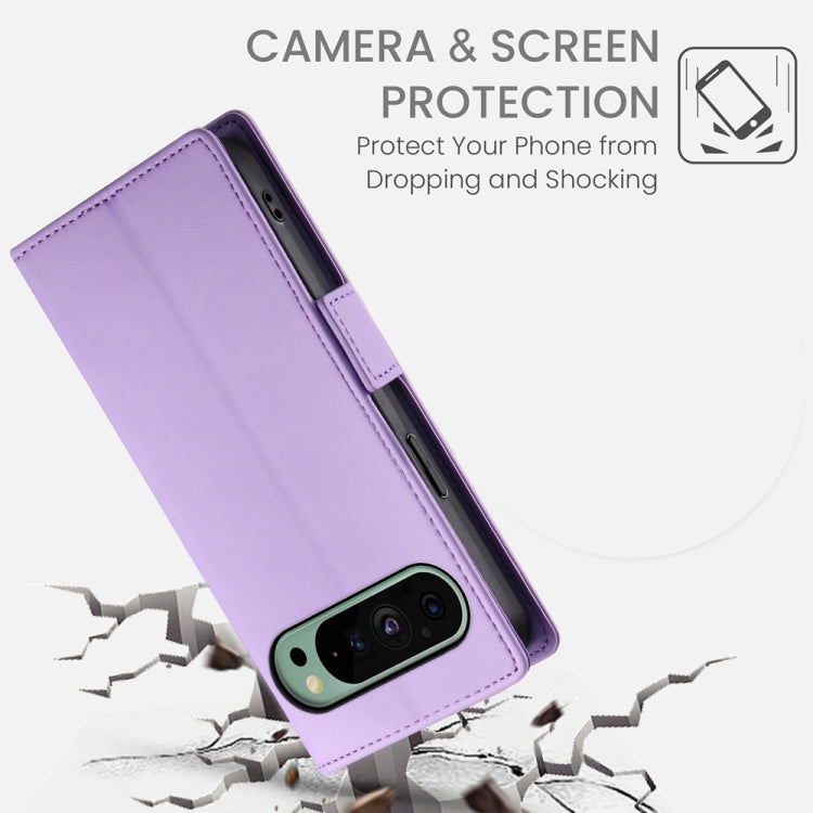 For Google Pixel 9 Side Buckle Magnetic Frosted Leather Phone Case(Purple) - Google Cases by PMC TechLife | Online Shopping South Africa | PMC TechLife | Buy Now Pay Later Mobicred