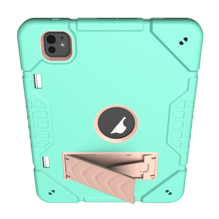 For iPad Pro 11 2024 Armor Holder Silicone Hybrid PC Tablet Case(Mint Green Gold) - iPad Pro 11 2024 Cases by PMC TechLife | Online Shopping South Africa | PMC TechLife | Buy Now Pay Later Mobicred