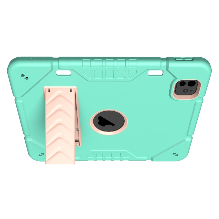 For iPad Pro 11 2024 Armor Holder Silicone Hybrid PC Tablet Case(Mint Green Gold) - iPad Pro 11 2024 Cases by PMC TechLife | Online Shopping South Africa | PMC TechLife | Buy Now Pay Later Mobicred