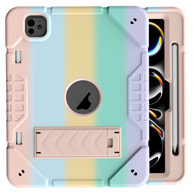 For iPad Pro 11 2024 Armor Holder Silicone Hybrid PC Tablet Case(Gradient Color Gold) - iPad Pro 11 2024 Cases by PMC TechLife | Online Shopping South Africa | PMC TechLife | Buy Now Pay Later Mobicred