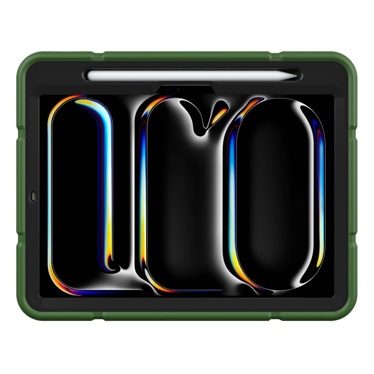 For iPad Pro 11 2024 Armor Holder Silicone Hybrid PC Tablet Case(Army Green Black) - iPad Pro 11 2024 Cases by PMC TechLife | Online Shopping South Africa | PMC TechLife | Buy Now Pay Later Mobicred