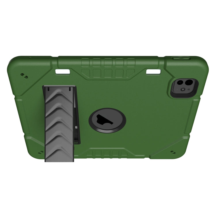 For iPad Pro 11 2024 Armor Holder Silicone Hybrid PC Tablet Case(Army Green Black) - iPad Pro 11 2024 Cases by PMC TechLife | Online Shopping South Africa | PMC TechLife | Buy Now Pay Later Mobicred