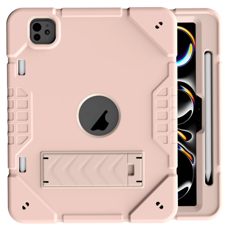 For iPad Pro 11 2024 Armor Holder Silicone Hybrid PC Tablet Case(Rose Gold) - iPad Pro 11 2024 Cases by PMC TechLife | Online Shopping South Africa | PMC TechLife | Buy Now Pay Later Mobicred