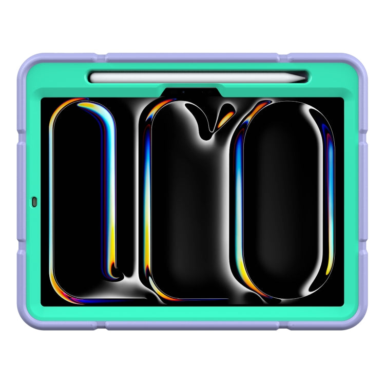 For iPad Pro 11 2024 Armor Holder Silicone Hybrid PC Tablet Case(Purple Mint Green) - iPad Pro 11 2024 Cases by PMC TechLife | Online Shopping South Africa | PMC TechLife | Buy Now Pay Later Mobicred