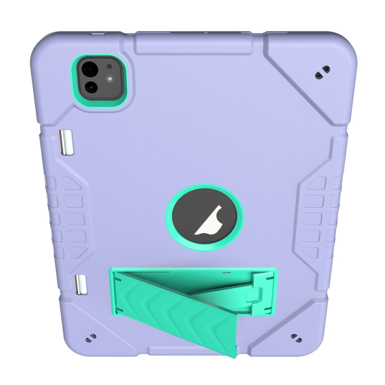 For iPad Pro 11 2024 Armor Holder Silicone Hybrid PC Tablet Case(Purple Mint Green) - iPad Pro 11 2024 Cases by PMC TechLife | Online Shopping South Africa | PMC TechLife | Buy Now Pay Later Mobicred