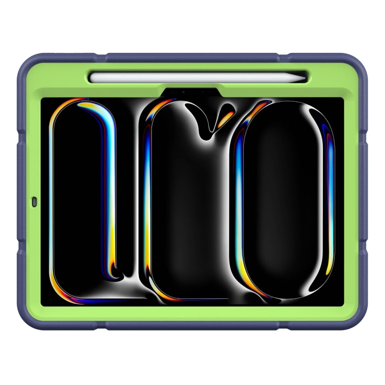 For iPad Pro 11 2024 Armor Holder Silicone Hybrid PC Tablet Case(Navy Yellow Green) - iPad Pro 11 2024 Cases by PMC TechLife | Online Shopping South Africa | PMC TechLife | Buy Now Pay Later Mobicred