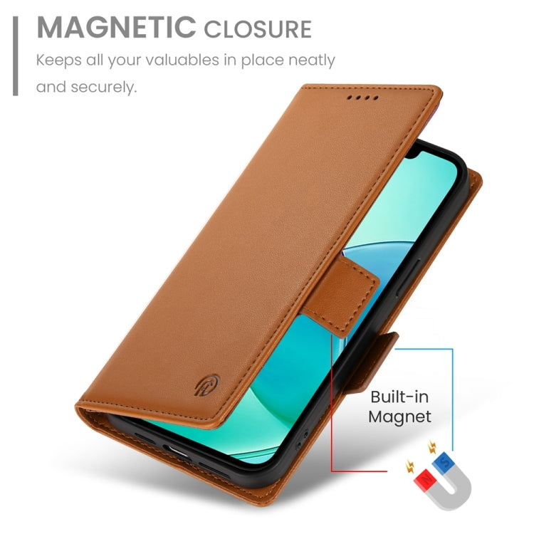 For iPhone 16e Side Buckle Magnetic Frosted Leather Phone Case(Brown) - free shipping - PMC TechLife - Order now!
