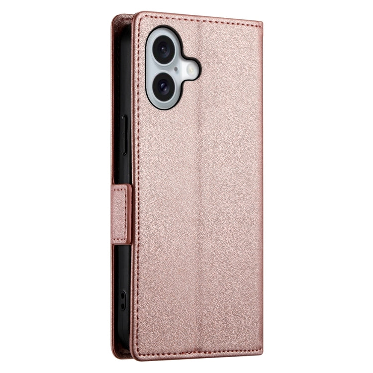 For iPhone 16 Side Buckle Magnetic Frosted Leather Phone Case(Rose Gold) - iPhone 16 Cases by PMC TechLife | Online Shopping South Africa | PMC TechLife | Buy Now Pay Later Mobicred