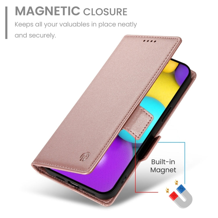 For iPhone 16 Side Buckle Magnetic Frosted Leather Phone Case(Rose Gold) - iPhone 16 Cases by PMC TechLife | Online Shopping South Africa | PMC TechLife | Buy Now Pay Later Mobicred