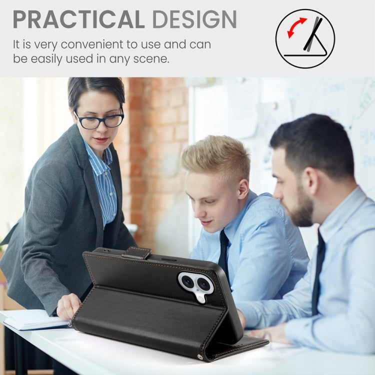 For iPhone 16 Side Buckle Magnetic Frosted Leather Phone Case(Black) - iPhone 16 Cases by PMC TechLife | Online Shopping South Africa | PMC TechLife | Buy Now Pay Later Mobicred