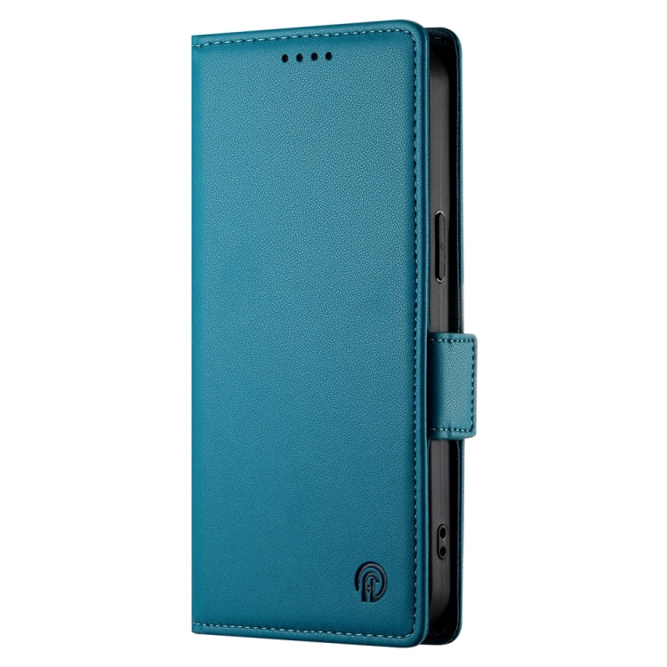 For iPhone 16 Side Buckle Magnetic Frosted Leather Phone Case(Blue) - iPhone 16 Cases by PMC TechLife | Online Shopping South Africa | PMC TechLife | Buy Now Pay Later Mobicred