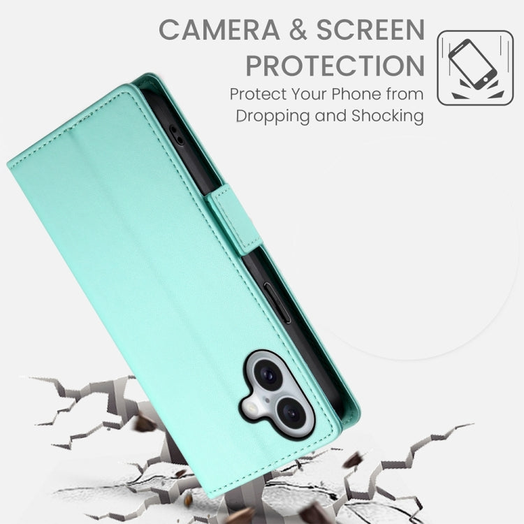 For iPhone 16 Side Buckle Magnetic Frosted Leather Phone Case(Mint Green) - iPhone 16 Cases by PMC TechLife | Online Shopping South Africa | PMC TechLife | Buy Now Pay Later Mobicred