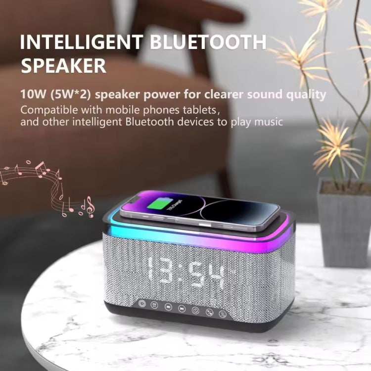 AEC S300 Portable 10W Power Multifunction Bluetooth Speaker Alarm Clock Wireless Charger(Black) - free shipping - PMC Jewellery - Order now!