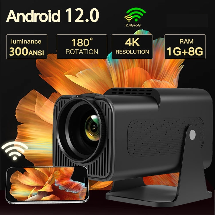 Y6S 4K Android 12.0 Portable Home HD Mini WiFi Projector(UK Plug) - Mini Projector by PMC TechLife | Online Shopping South Africa | PMC TechLife | Buy Now Pay Later Mobicred
