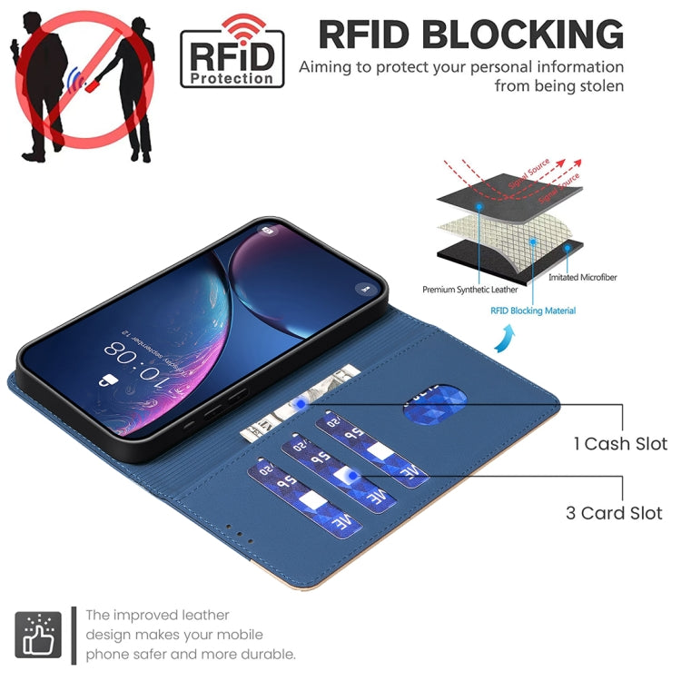 For iPhone 16e Color Matching RFID Anti-theft Leather Phone Case(Blue) - free shipping - PMC TechLife - Order now!