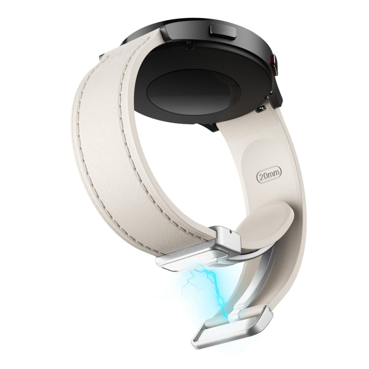 20mm Magnetic Silver Buckle Silicone Leather Watch Band(Starlight) - free shipping - PMC TechLife - Order now!