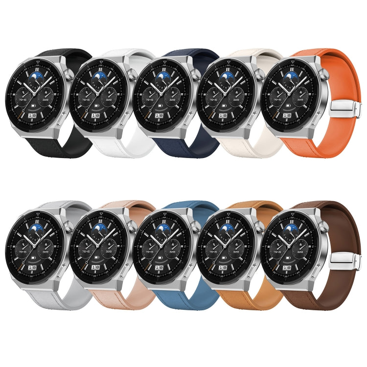 20mm Magnetic Silver Buckle Silicone Leather Watch Band(White) - free shipping - PMC TechLife - Order now!