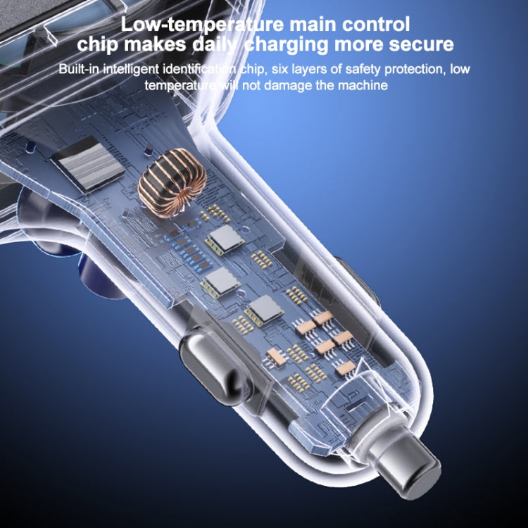 Yesido Y63 4 in 1 117W USB-C / Type-C+USB Multifunctional Retractable Dual Line Digital Display Car Fast Charger(Black) - free shipping - PMC TechLife - Order now!