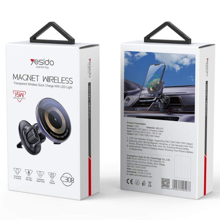 Yesido C308 15W Air Outlet Car MagSafe Magnetic Wireless Charging Holder(Black) - free shipping - PMC TechLife - Order now!