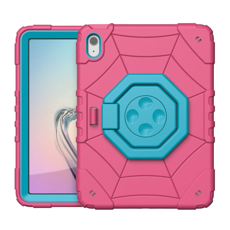 For iPad Air 11 2024 Spider Turntable Handle Stress Relief Tablet Case(Rose Red Blue) - iPad Air 11 2024 Cases by PMC TechLife | Online Shopping South Africa | PMC TechLife | Buy Now Pay Later Mobicred