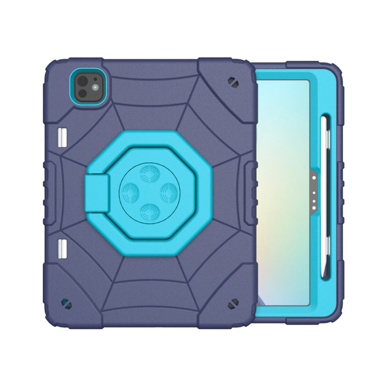 For iPad Pro 11 2024 Spider Turntable Handle Stress Relief Tablet Case(Navy Blue Blue) - iPad Pro 11 2024 Cases by PMC TechLife | Online Shopping South Africa | PMC TechLife | Buy Now Pay Later Mobicred