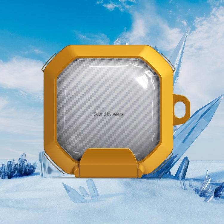 For Samsung Galaxy Buds2 / Live / Pro / FE Transparent Carbon Fiber TPU Hybrid PC Case with Hook & Holder(Yellow) - free shipping - PMC Jewellery - Order now!