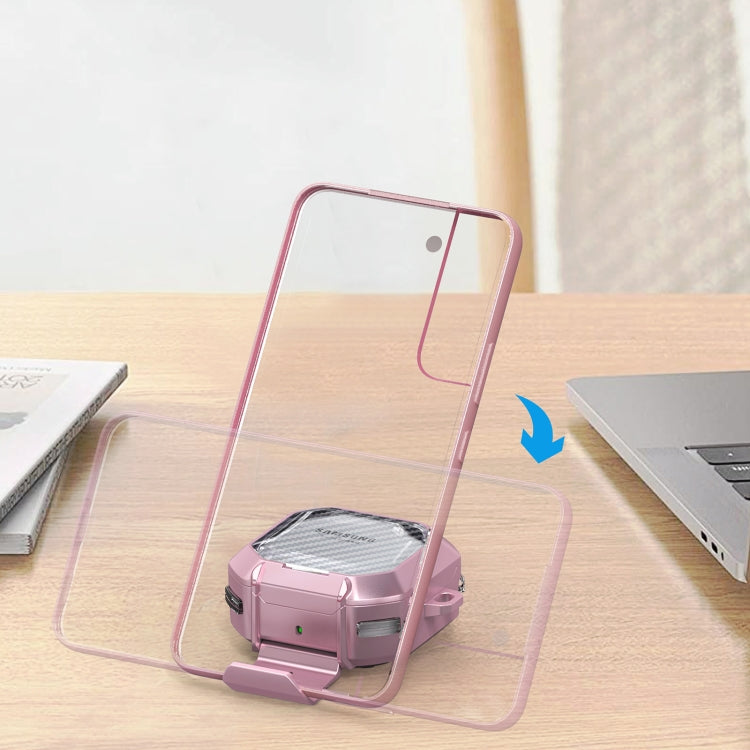 For Samsung Galaxy Buds2 / Live / Pro / FE Transparent Carbon Fiber TPU Hybrid PC Case with Hook & Holder(Yellow) - free shipping - PMC Jewellery - Order now!