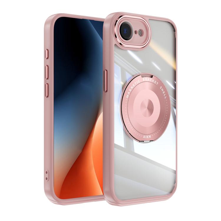 For iPhone 16e 360 Holder Magsafe Acrylic Hybrid TPU Phone Case(Pink) - iPhone 16e Cases by PMC TechLife | Online Shopping South Africa | PMC TechLife | Buy Now Pay Later Mobicred