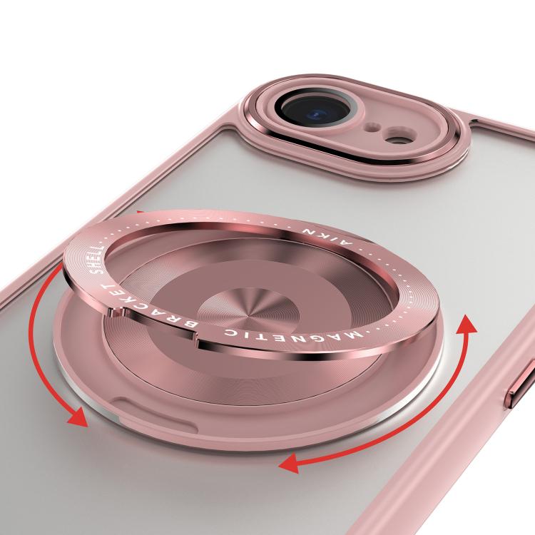 For iPhone 16e 360 Holder Magsafe Acrylic Hybrid TPU Phone Case(Pink) - iPhone 16e Cases by PMC TechLife | Online Shopping South Africa | PMC TechLife | Buy Now Pay Later Mobicred
