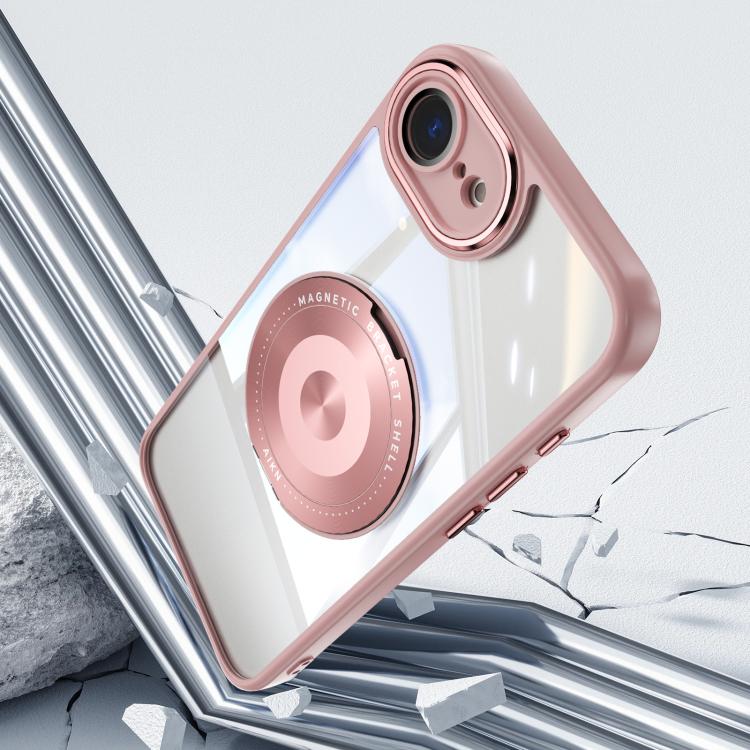 For iPhone 16e 360 Holder Magsafe Acrylic Hybrid TPU Phone Case(Pink) - iPhone 16e Cases by PMC TechLife | Online Shopping South Africa | PMC TechLife | Buy Now Pay Later Mobicred