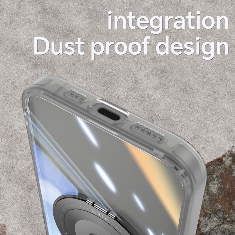 For iPhone 16e 360 Holder Magsafe Acrylic Hybrid TPU Phone Case(Grey) - iPhone 16e Cases by PMC TechLife | Online Shopping South Africa | PMC TechLife | Buy Now Pay Later Mobicred