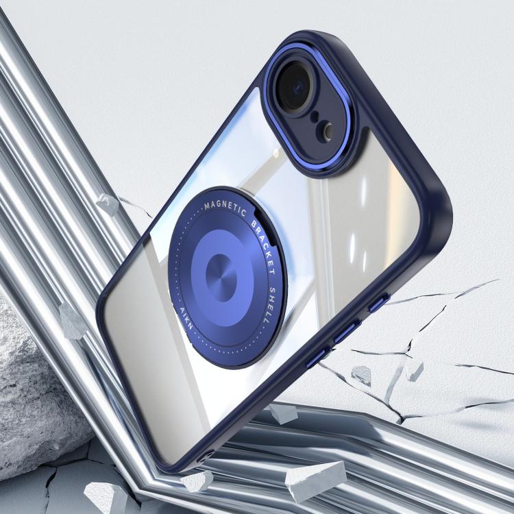 For iPhone 16e 360 Holder Magsafe Acrylic Hybrid TPU Phone Case(Blue) - iPhone 16e Cases by PMC TechLife | Online Shopping South Africa | PMC TechLife | Buy Now Pay Later Mobicred