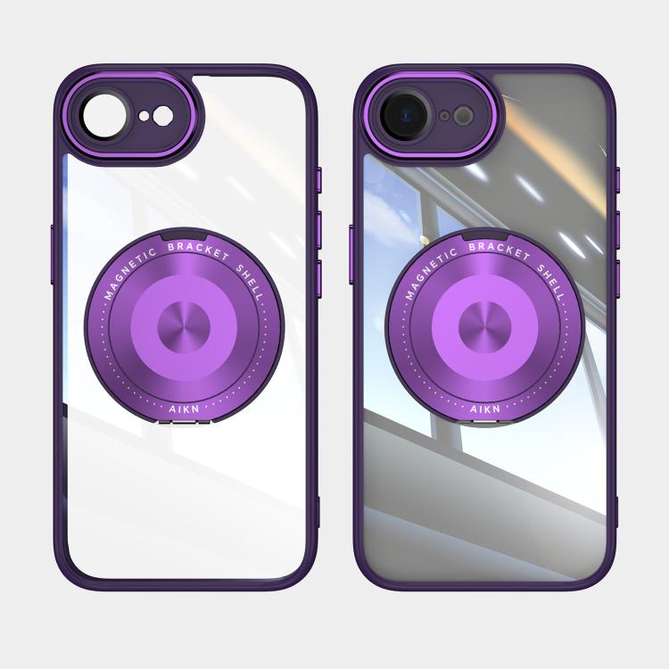 For iPhone 16e 360 Holder Magsafe Acrylic Hybrid TPU Phone Case(Purple) - iPhone 16e Cases by PMC TechLife | Online Shopping South Africa | PMC TechLife | Buy Now Pay Later Mobicred
