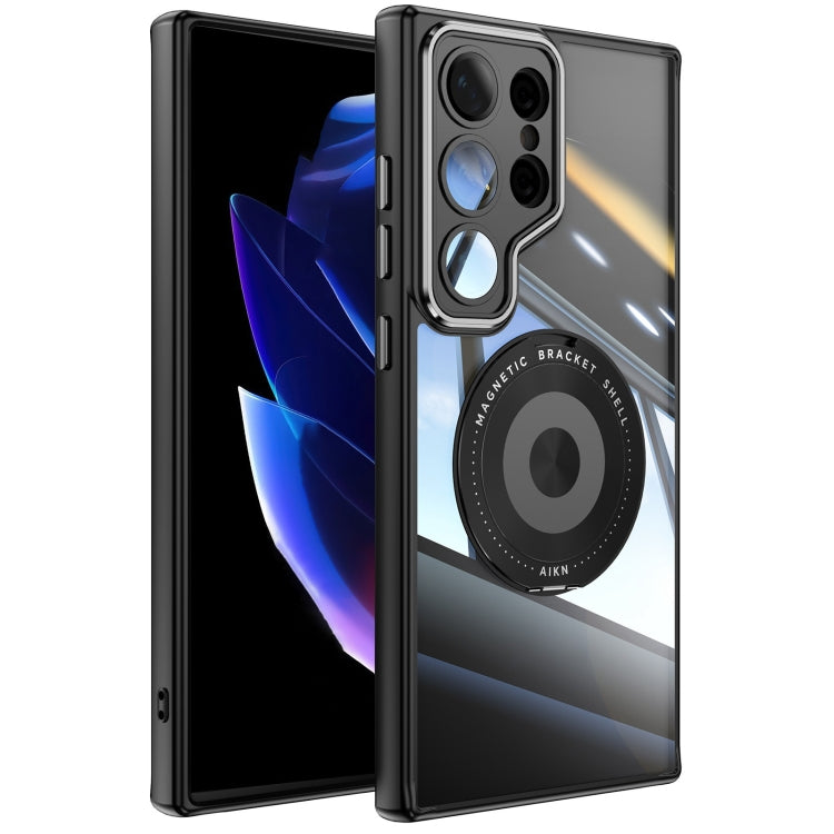 For Samsung Galaxy S25 Ultra 5G 360 Holder MagSafe Acrylic Hybrid TPU Phone Case(Black) - Galaxy S25 Ultra 5G Cases by PMC TechLife | Online Shopping South Africa | PMC TechLife | Buy Now Pay Later Mobicred