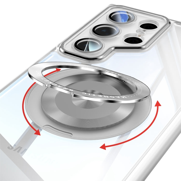 For Samsung Galaxy S25 Ultra 5G 360 Holder MagSafe Acrylic Hybrid TPU Phone Case(Frosted White) - Galaxy S25 Ultra 5G Cases by PMC TechLife | Online Shopping South Africa | PMC TechLife | Buy Now Pay Later Mobicred