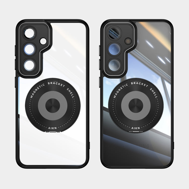 For Samsung Galaxy S25+ 5G 360 Holder MagSafe Acrylic Hybrid TPU Phone Case(Black) - Galaxy S25+ 5G Cases by PMC TechLife | Online Shopping South Africa | PMC TechLife | Buy Now Pay Later Mobicred