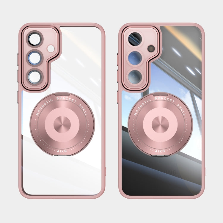 For Samsung Galaxy S25+ 5G 360 Holder MagSafe Acrylic Hybrid TPU Phone Case(Pink) - Galaxy S25+ 5G Cases by PMC TechLife | Online Shopping South Africa | PMC TechLife | Buy Now Pay Later Mobicred