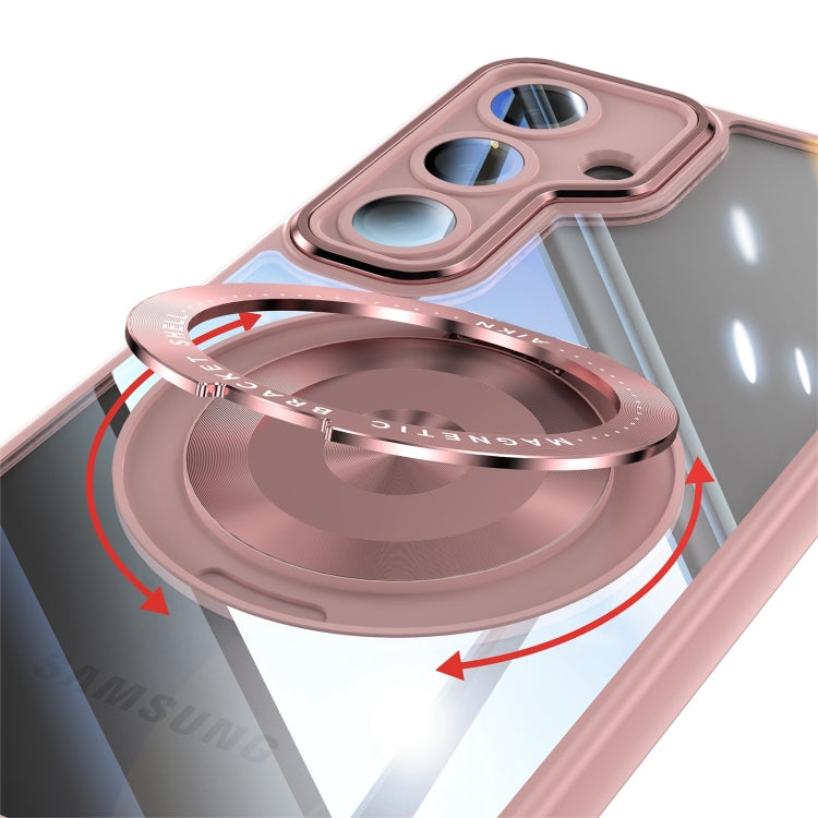 For Samsung Galaxy S25 5G 360 Holder MagSafe Acrylic Hybrid TPU Phone Case(Pink) - Galaxy S25 5G Cases by PMC Jewellery | Online Shopping South Africa | PMC Jewellery | Buy Now Pay Later Mobicred