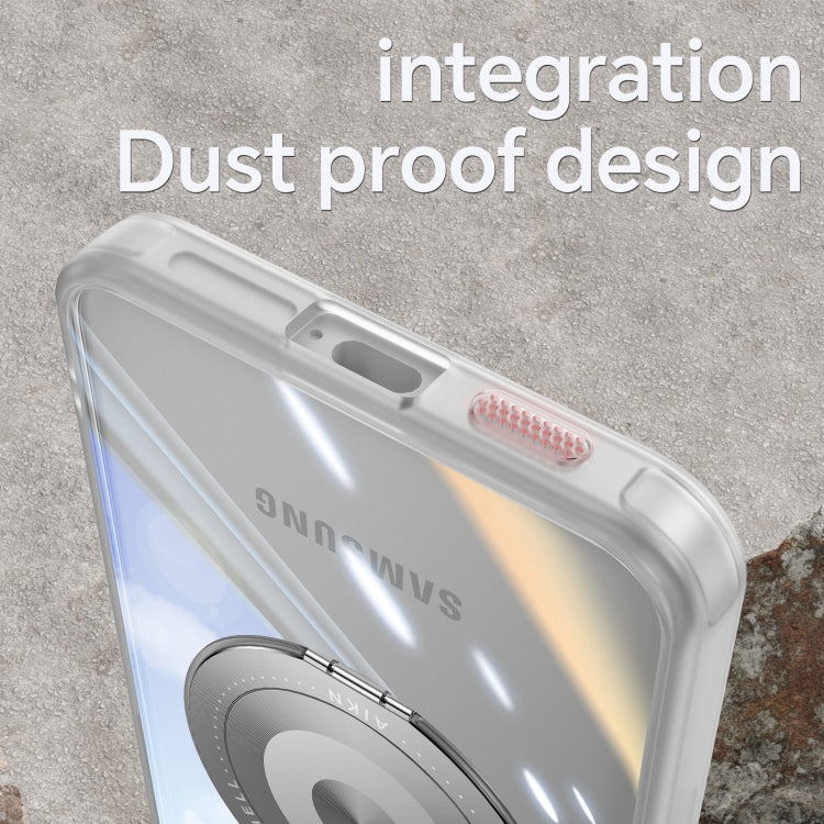 For Samsung Galaxy S25 5G 360 Holder MagSafe Acrylic Hybrid TPU Phone Case(Frosted White) - Galaxy S25 5G Cases by PMC TechLife | Online Shopping South Africa | PMC TechLife | Buy Now Pay Later Mobicred